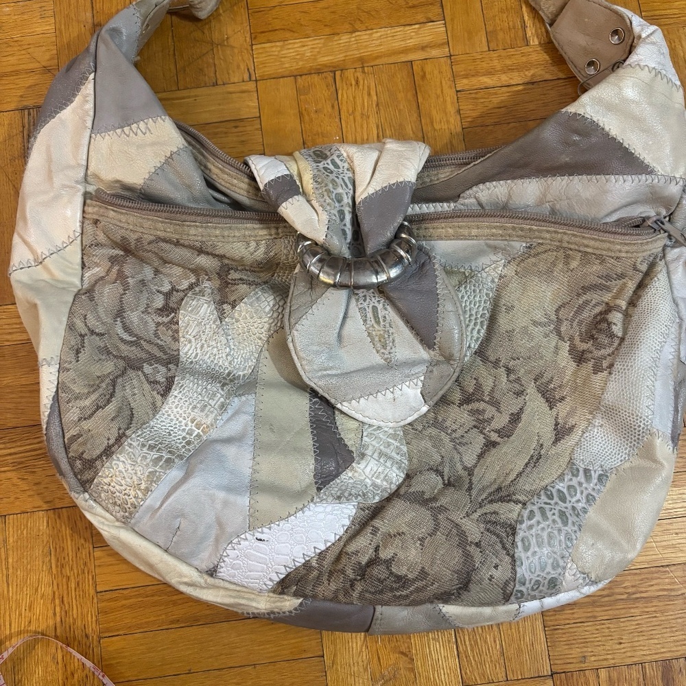 Vintage 80s large patchwork white bag +accepting offers